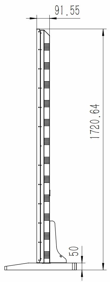JM-75LD03 side-view dimensional drawing