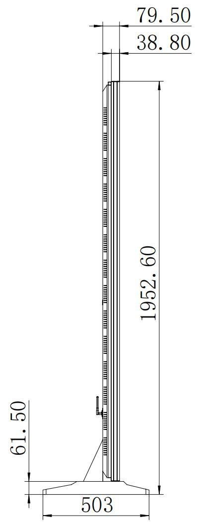 JM-85LD03 side-view dimensional drawing