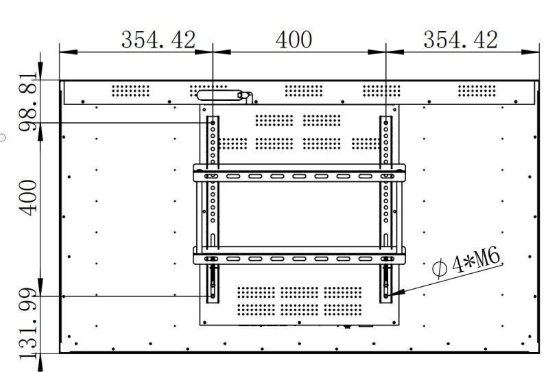 JM-BG5003 rear and side dimensional drawing