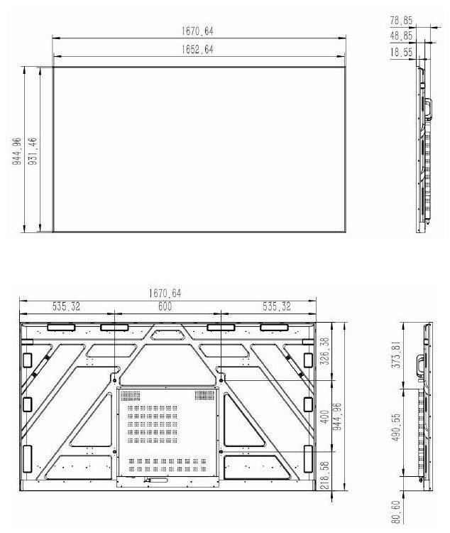 JM-BG7503 front-view dimensional drawing